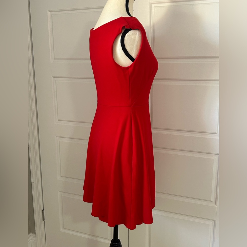 Elegant Red Fit & Flare Midi Dress Perfect for Valentines Day - Picture 4 of 7